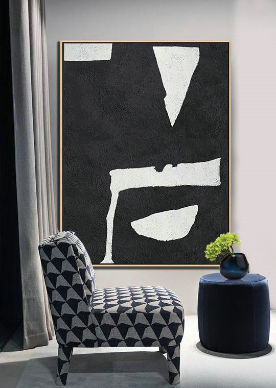 Pop Art Canvas,Black And White Minimal Painting On Canvas - Modern Wall Art